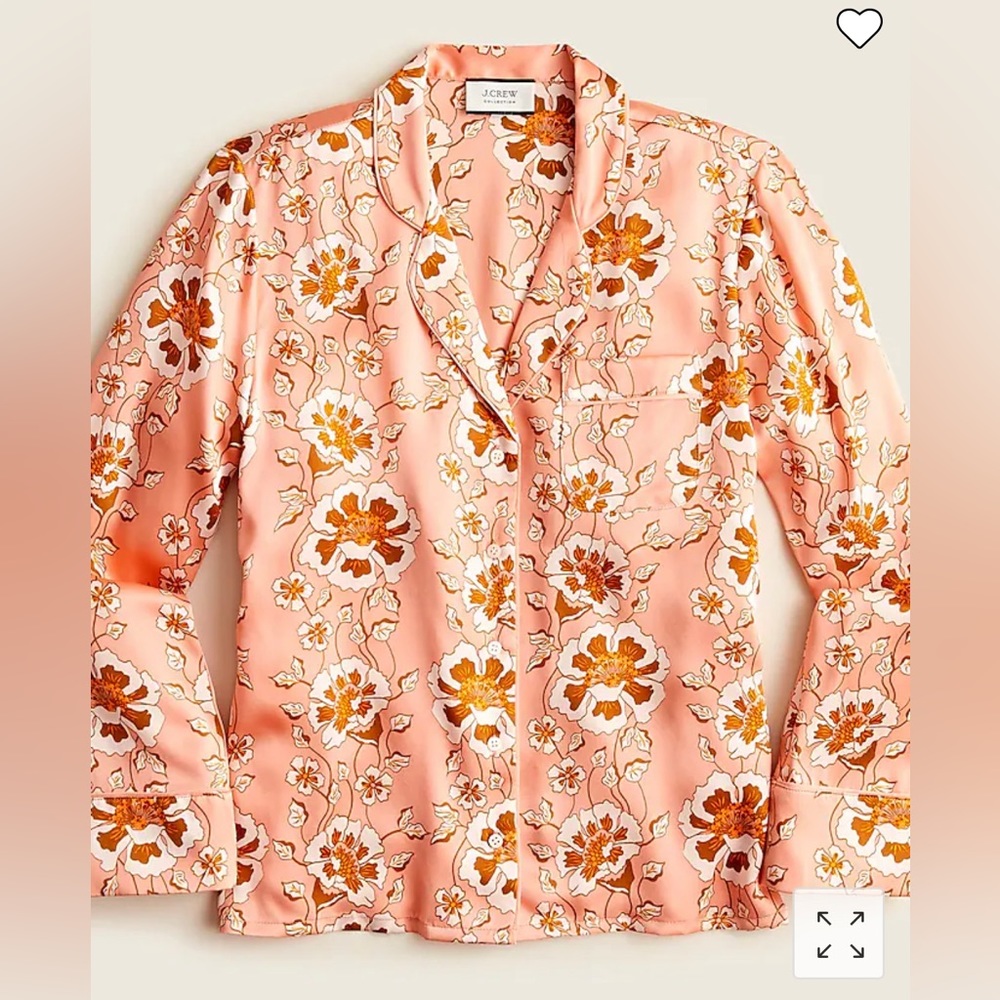 Silk pajama shirt in climbing floral